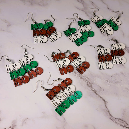 Festive Holiday Dangle Earrings - Cheerful 'Ho Ho Ho' Christmas Jewelry for Seasonal Celebration