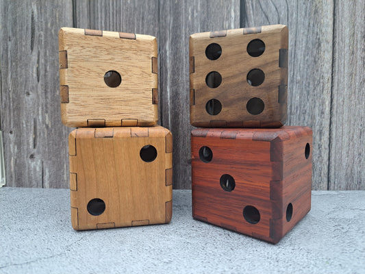 Handcrafted Oversized Wooden Dice: Elegant Home Office Accent & Desk Organizer